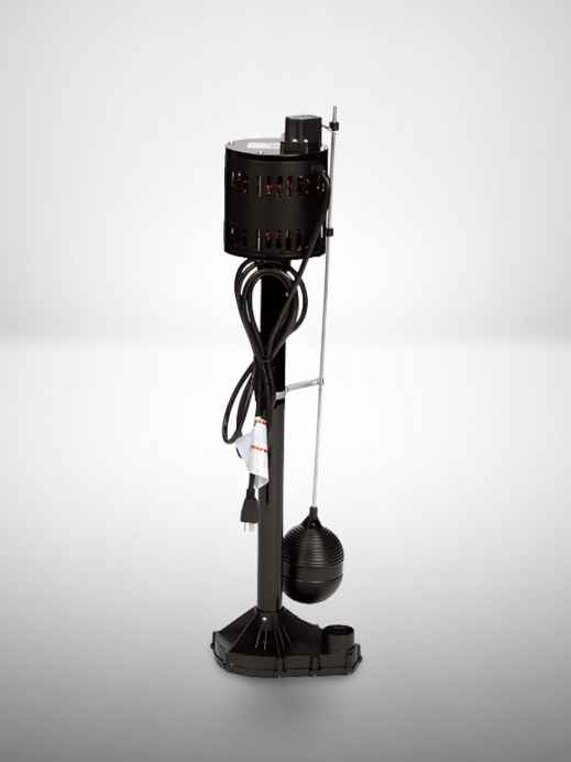 pedestal sump pump with a vertical float switch